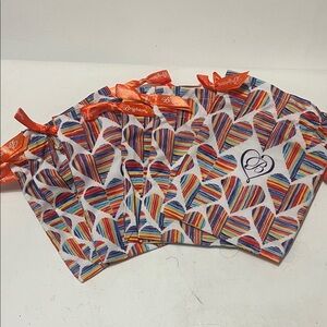 Brighton Striped Heart Gift Bags with Red Accents Set of 6